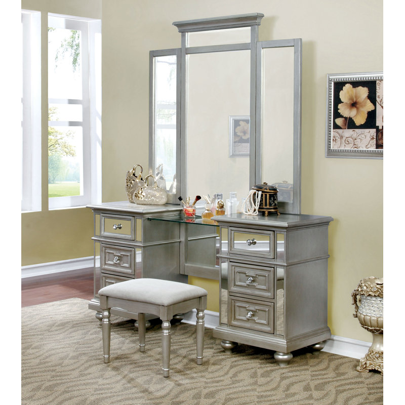Rosdorf Park Jaycee Solid Wood Vanity with Mirror Wayfair